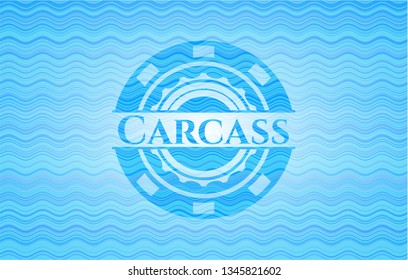 Carcass light blue water wave emblem.