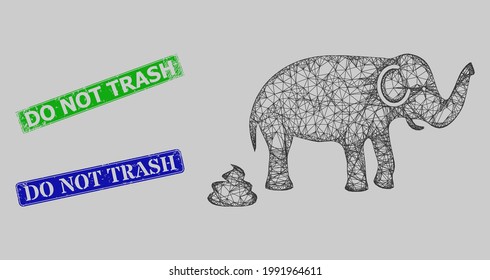 Carcass net elephant shit model, and Do Not Trash blue and green rectangle textured watermarks. Carcass net symbol is designed with elephant shit icon.