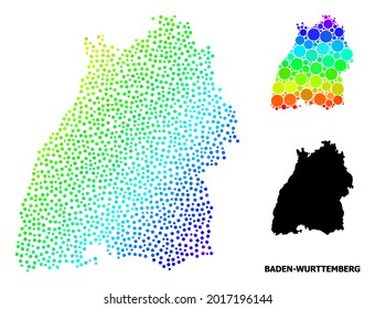 Carcass polygonal and solid map of Baden-Wurttemberg State. Vector model is created from map of Baden-Wurttemberg State with red stars.