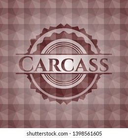 Carcass red emblem with geometric pattern. Seamless.