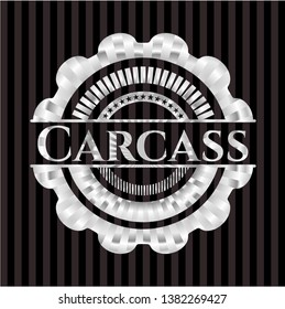 Carcass silvery emblem or badge. Vector Illustration. Mosaic.
