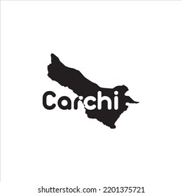 Carchi map and black lettering design on white background