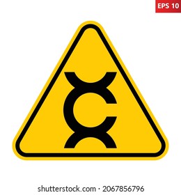 Carcinogen hazard sign. Vector illustration of yellow triangle warning sign. Caution cancer. Attention. Danger zone. Safety symbol. Flat design icon. Security first.