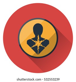 Carcinogen. Warning sign. Health Hazard. Flat design with long shadow.