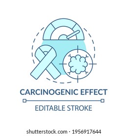 Icono de concepto de efecto carcinogénico. Microplásticos de efectos sobre la salud idea ilustración de línea delgada. Impacto dañino en el ser humano. Dibujo de color RGB con contorno aislado del vector. Trazo editable