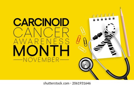 Carcinoid Cancer awareness month is observed every year in November, it is a type of tumor that grows from neuroendocrine cells. Vector illustration