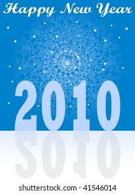 Card with 2010 numbers over stylized background with fireworks