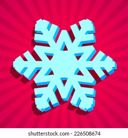 Card with 3D christmas snowflake with shadow