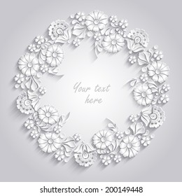 Card with 3d round floral frame  