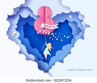 Card for 8 March womens day. Abstract background with text and flowers .Vector illustration. Paper cut and craft style. Card for 8 March womens day. Abstract background with text and flowers .Vector illustration. Paper cut and craft style.
