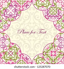 Card with abstract background of circles in pastel  pink colors