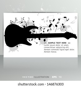 Card with abstract background with music notes