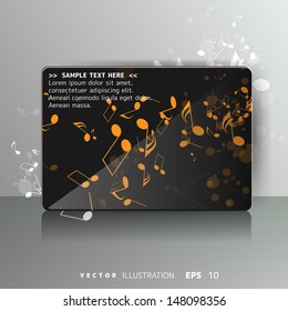 Card with abstract background with music notes