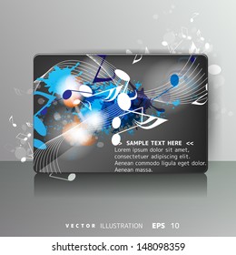 Card with abstract background with music notes