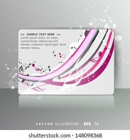 Card with abstract background with music notes