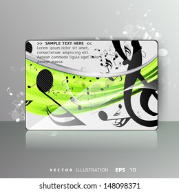 Card with abstract background with music notes