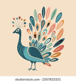 Card with abstract beautiful peacock 