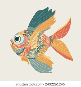 Card with abstract colorful fish