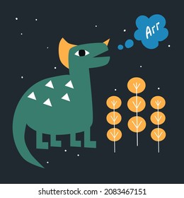 Card with an abstract dinosaur. Vector illustration.