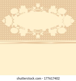 Card with abstract floral pattern ornament and beige background. Plenty of space for your text. 