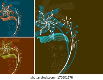 Card with abstract floral pattern. Three color options.