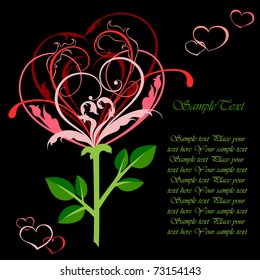 Card with abstract flower (heart). Vector