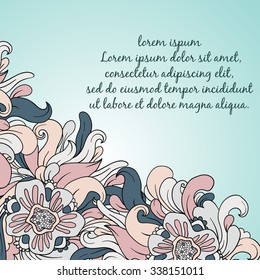 Card with abstract flowers.Vector illustration.