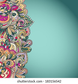 card with abstract hand-drawn waves pattern, wavy background. Can be used for wallpaper, greeting card, web page background. floral background