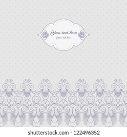 Card with abstract lacy  border. Perfect as invitation or congratulation. Color easily changed.  Place for your text.