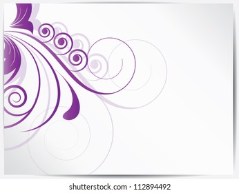 Card with abstract ornamental background with floral elements and swirls