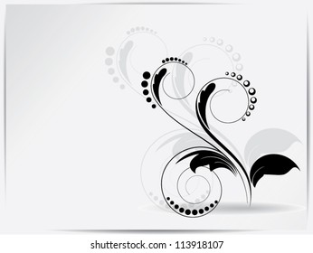 Card with abstract ornamental background with floral elements and swirls