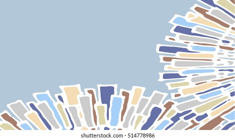 card with an abstract pattern in the form of - beige, light blue, dark blue, silver, gray spots, pastel colors -blue background  vector doodle 