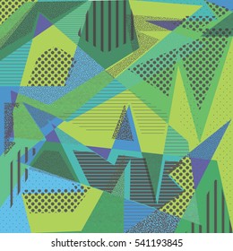 Card with abstract pattern and Memphis style texture. Design for poster, card, invitation, placard, brochure. Memphis style. Vector
