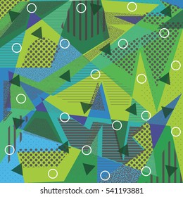 Card with abstract pattern and Memphis style texture. Design for poster, card, invitation, placard, brochure. Memphis style. Vector
