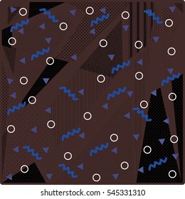 Card with abstract pattern and Memphis style texture. Design for poster, card, invitation, placard, brochure. Memphis style. Vector