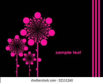 card with abstract pink flowers