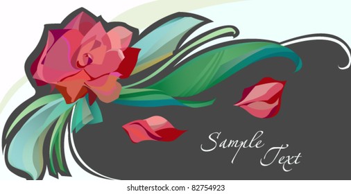 card with abstract red rose