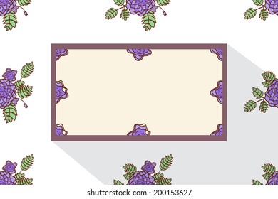 Card with abstract roses. Event design template. Flat