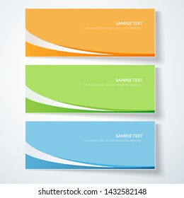 Card with abstract wavy lines Orange blue green curved lines on a colored background Creative card template design element ads poster Abstract background for business card layout template Vector set