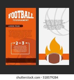 card of american football with ball in flames icon. colorful design. vector illustration