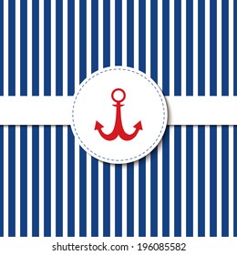 Card with anchor on striped background
