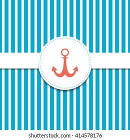 Card with anchor on striped background