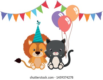 card of animals for baby on white background