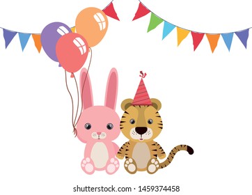 card of animals for baby on white background
