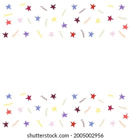 Card or another template design with colorful stars and zigzags.  Vector illustration for a festivity. 