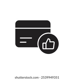 Card Approval Icon Featuring Thumbs-Up with Credit Card, Symbolizing Approved Transactions, Positive Financial Decisions, and Credit Acceptance