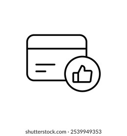 Card Approval Icon Featuring Thumbs-Up with Credit Card, Symbolizing Approved Transactions, Positive Financial Decisions, and Credit Acceptance