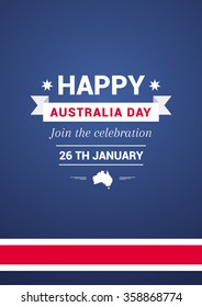 Card in Australia Day in the color of the flag with ribbon.