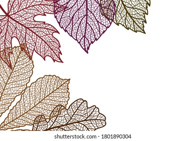 Karte mit Herbstblättern. Hintergrund fallender Blätter.