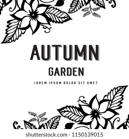 Card of autumn garden with flower template vector illustration